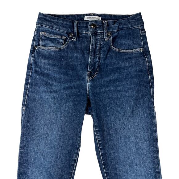 Good American Good Legs Crop Stretch Skinny Jeans Medium Wash Mid Rise Size 4/2 - Picture 3 of 10